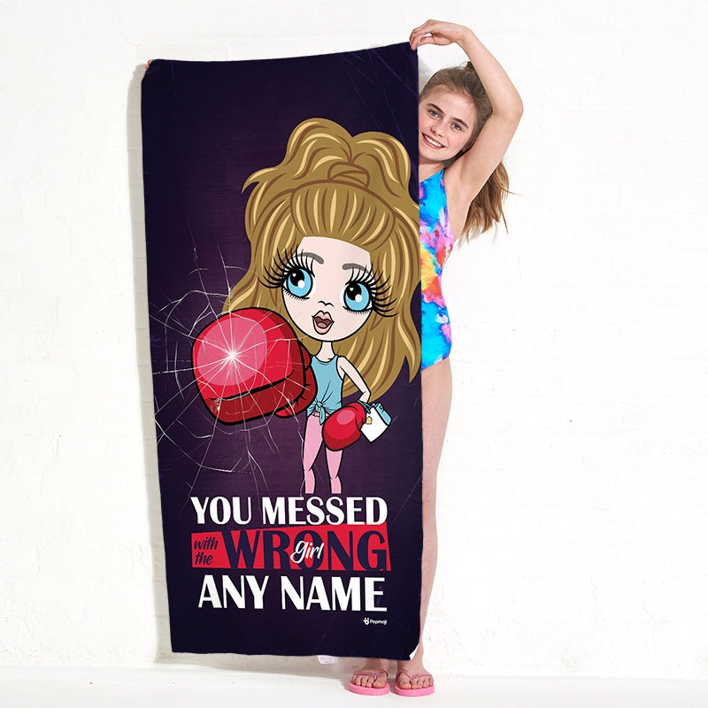 ClaireaBella Girls Personalized Wrong Girl Beach Towel - Image 1