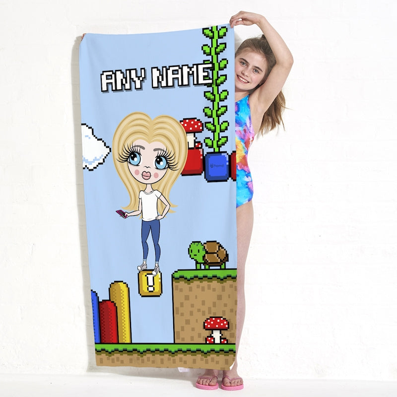 Girls Personalized Super Gamer Beach Towel