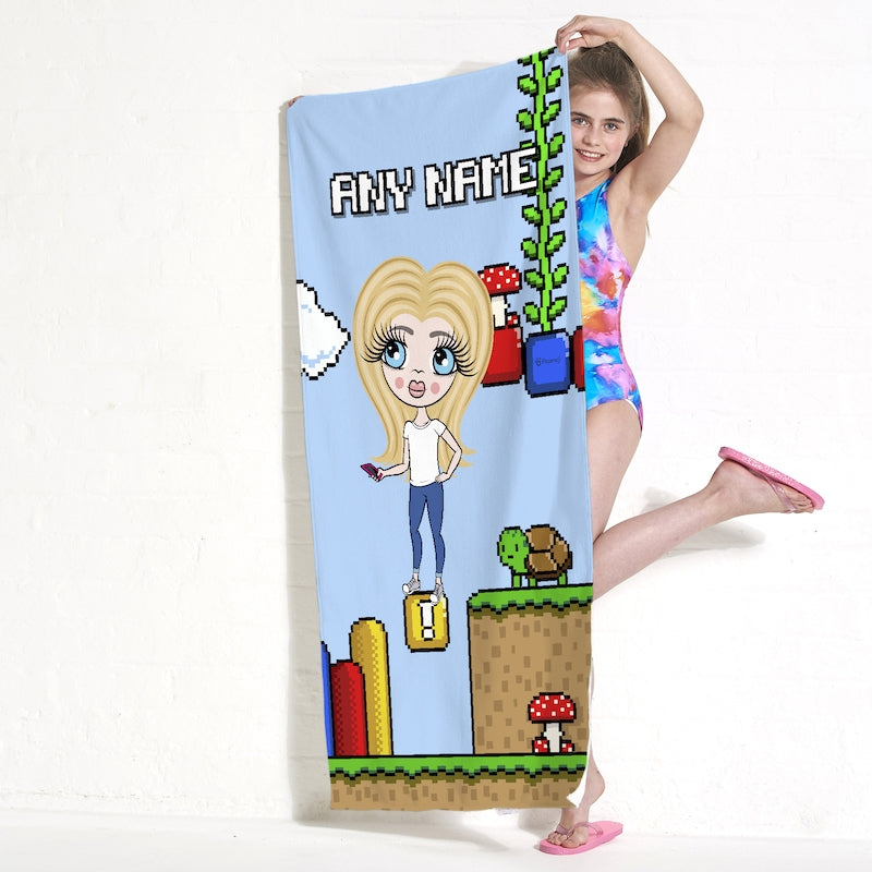 Girls Personalized Super Gamer Beach Towel