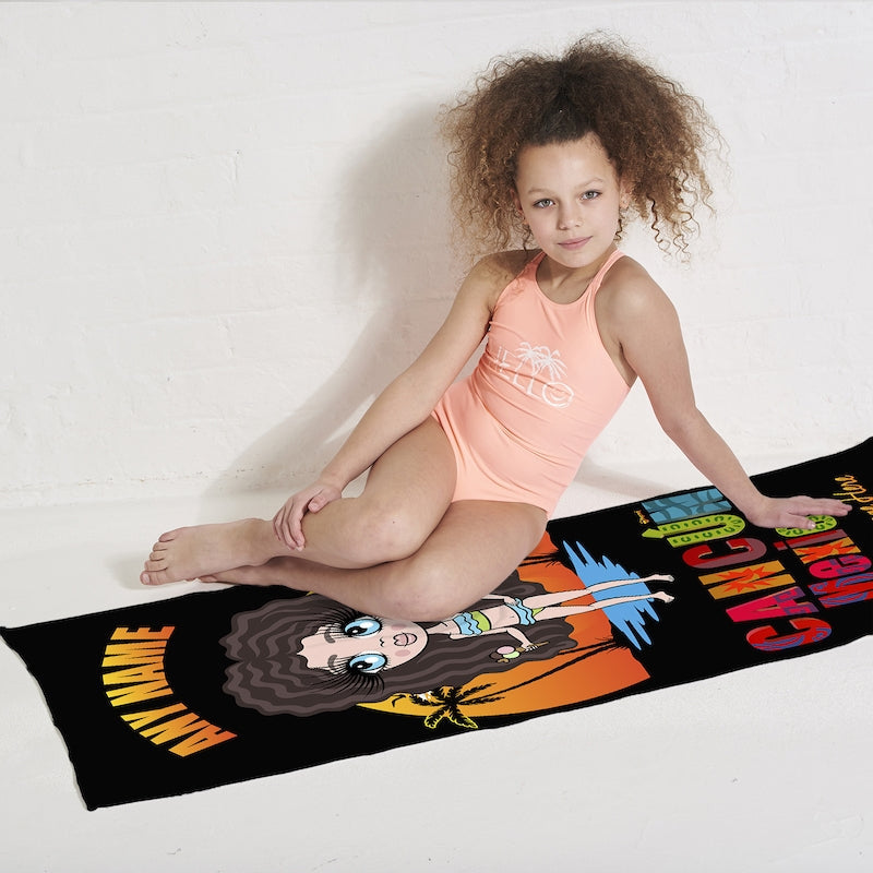 Girls Personalized Cancun Mexico Sunset Beach Towel