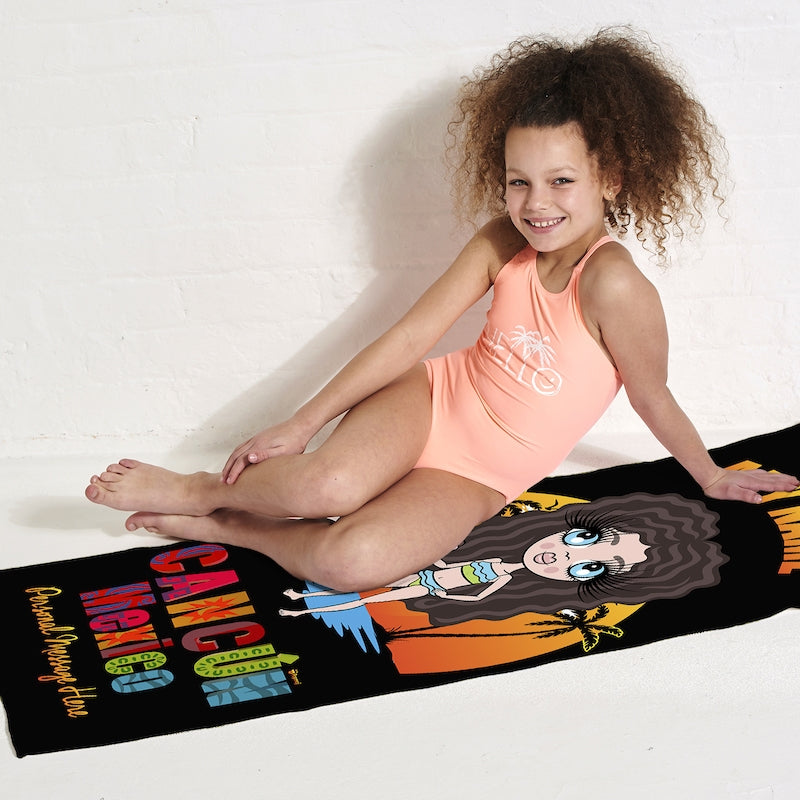 Girls Personalized Cancun Mexico Sunset Beach Towel