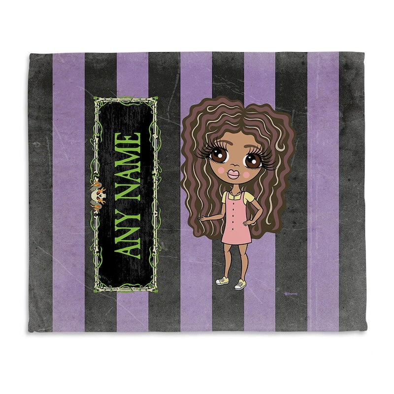 Girls Creepy Purple Stripes Fleece Blanket - Image 2
