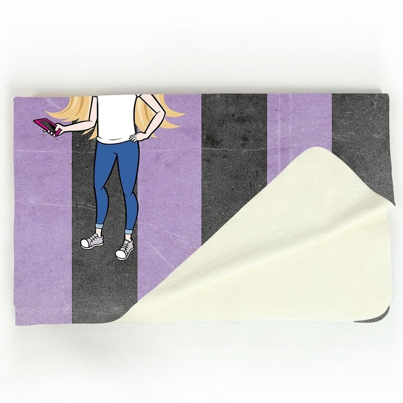 Girls Creepy Purple Stripes Fleece Blanket - Image 3