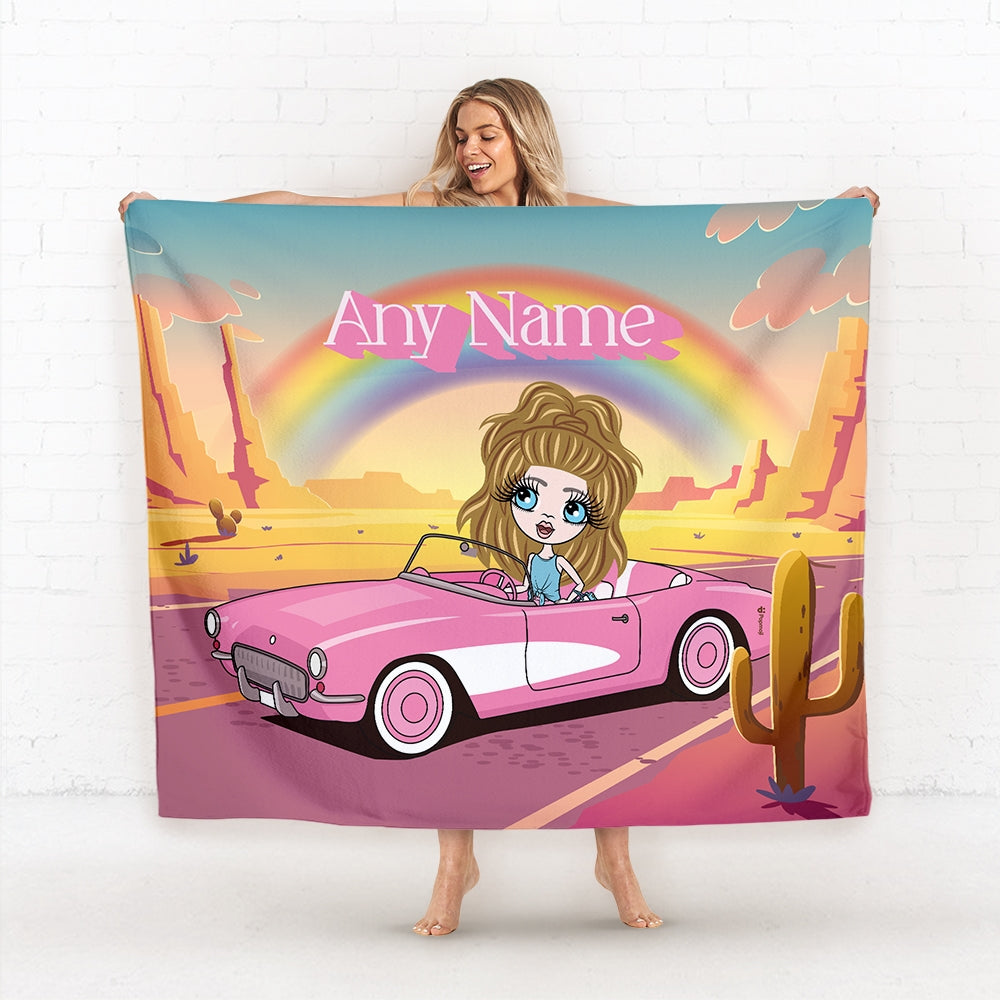 Girls Personalized Pink Car Fleece Blanket - Image 1