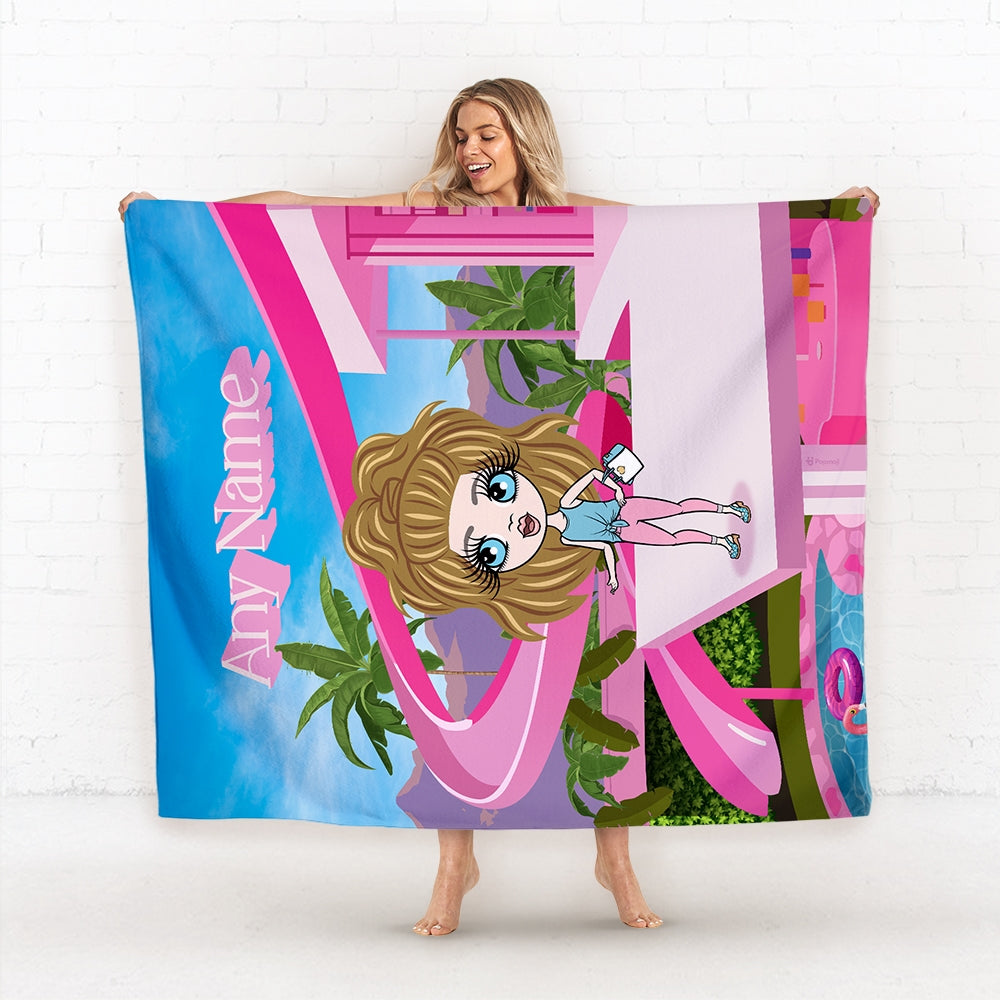 Girls Personalized Pink Palace Fleece Blanket - Image 2