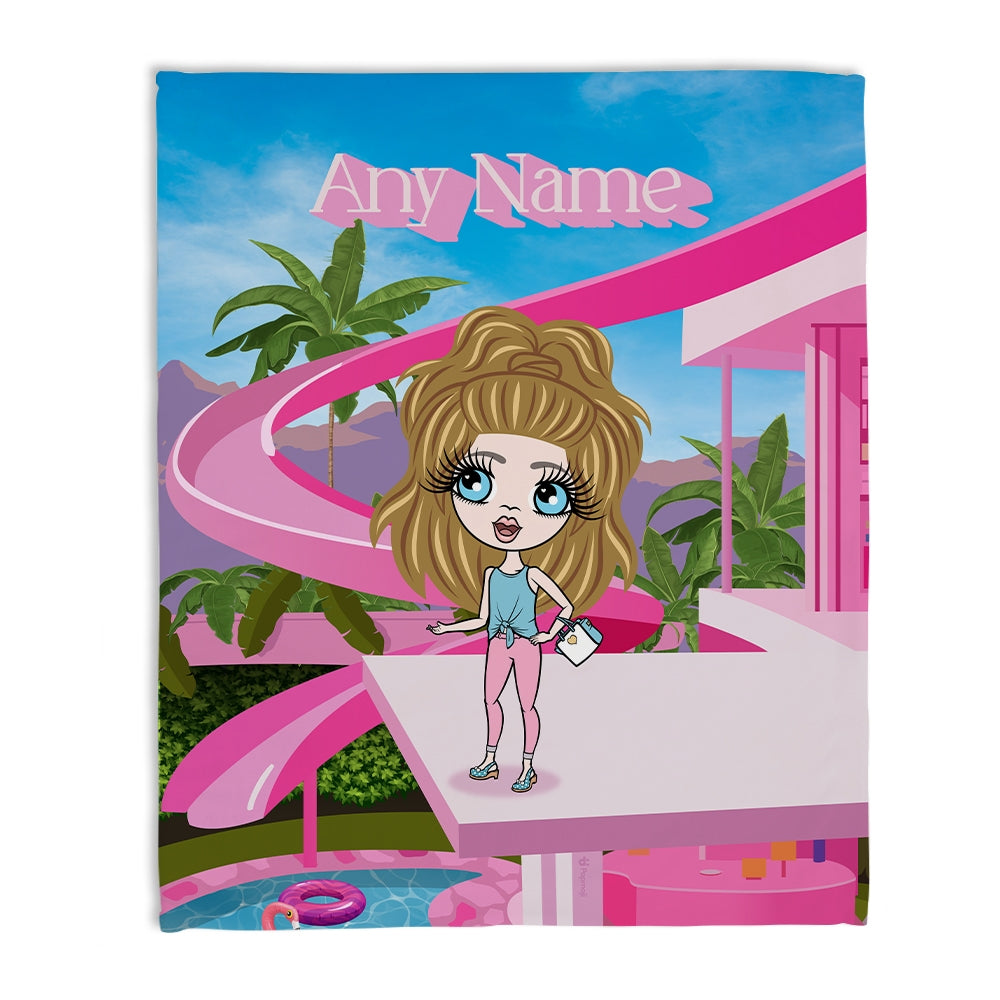 Girls Personalized Pink Palace Fleece Blanket - Image 1
