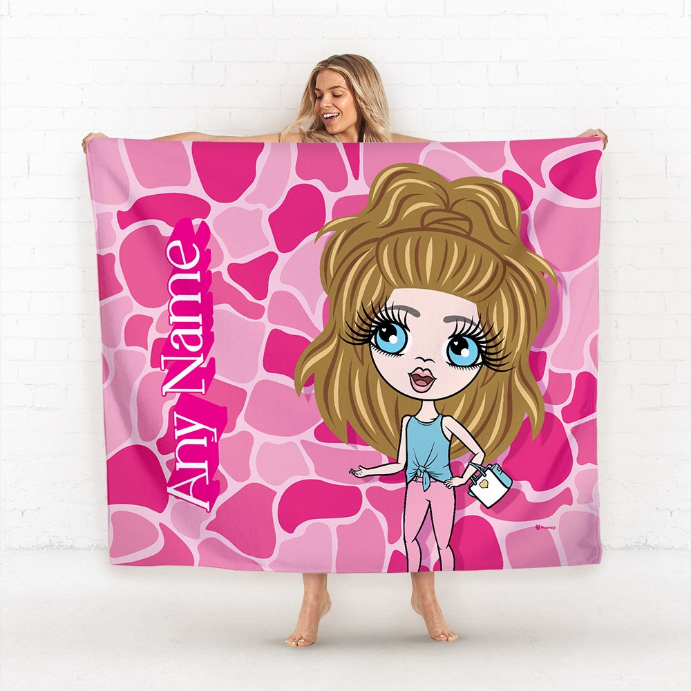 Girls Personalized Pink Stone Wall Fleece Blanket - Image 1