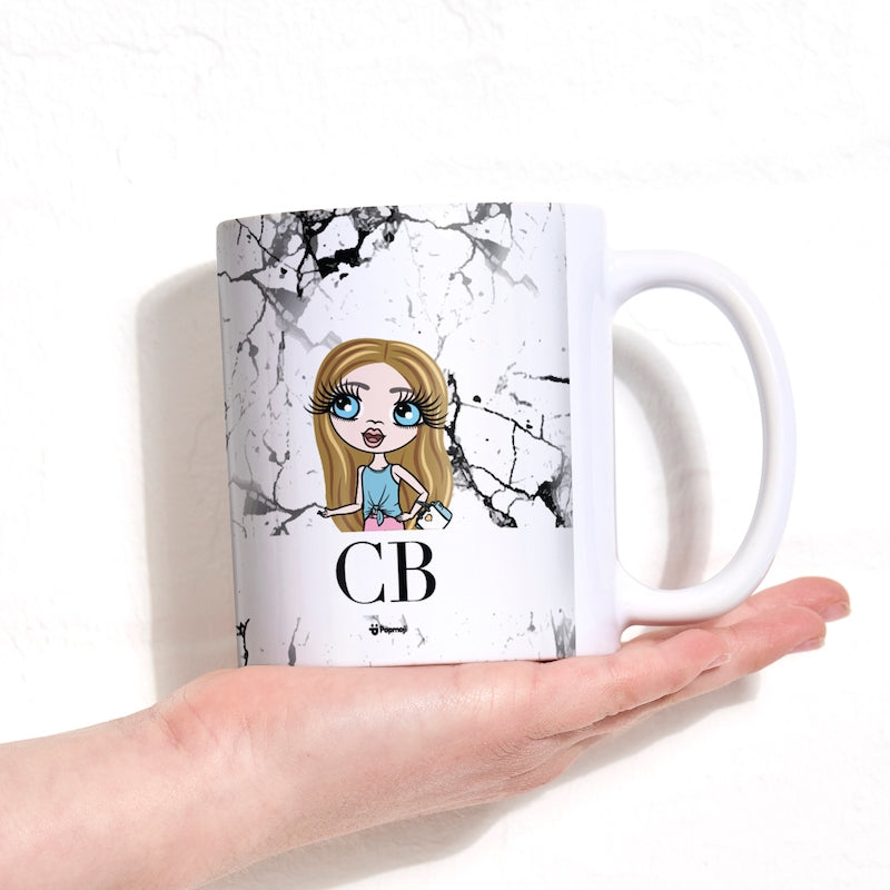 Girls Personalized The LUX Collection Black and White Marble Mug