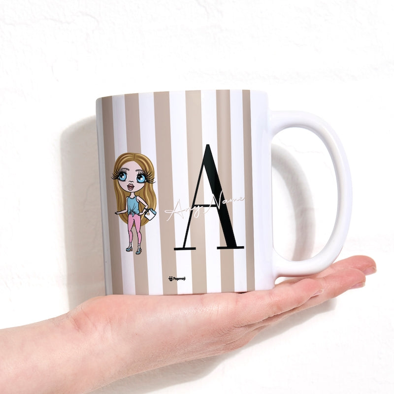 Girls Personalized The LUX Collection Initial Stripe Mug