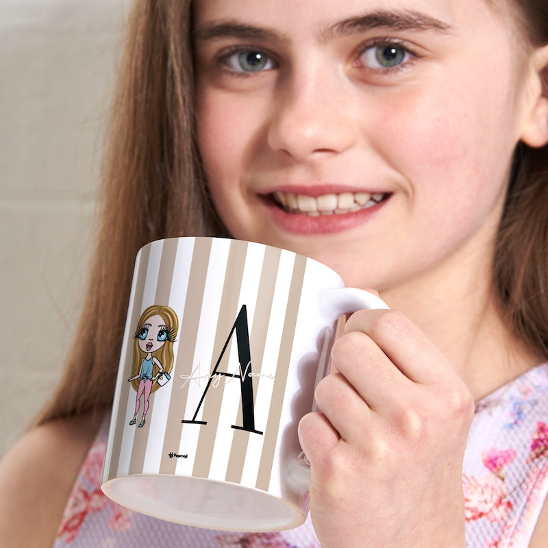 ClaireaBella Girls The LUX Collection Initial Stripe Mug - Image 2