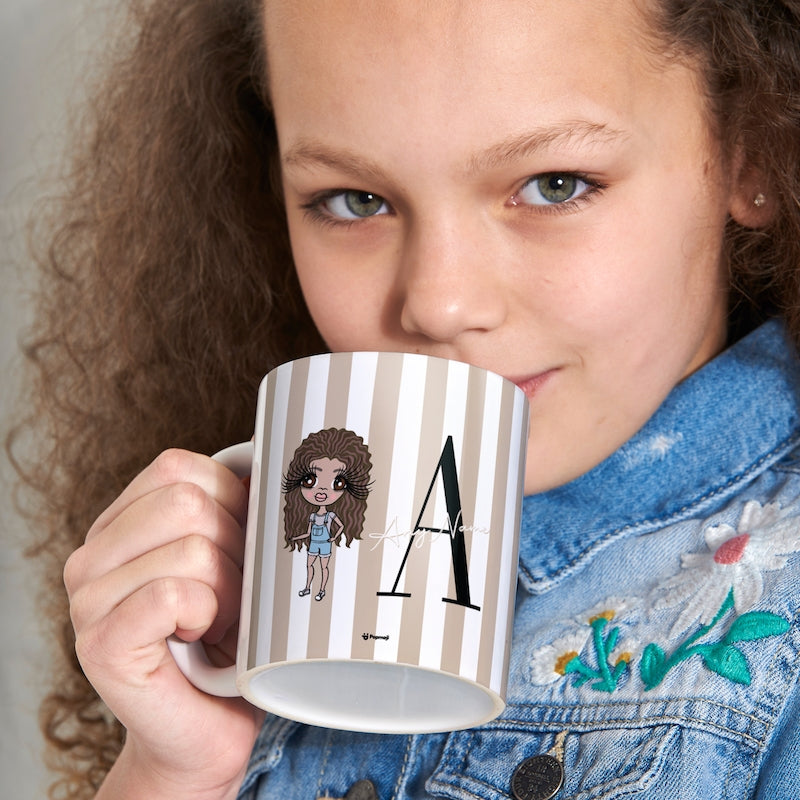 ClaireaBella Girls The LUX Collection Initial Stripe Mug - Image 5