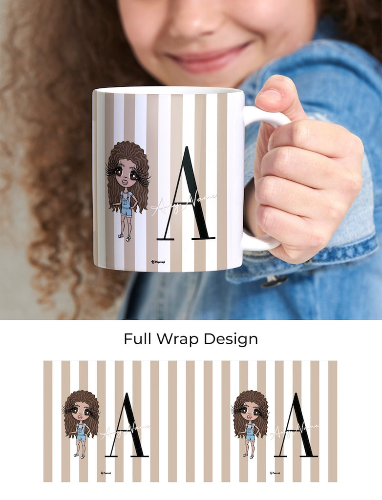 ClaireaBella Girls The LUX Collection Initial Stripe Mug - Image 3