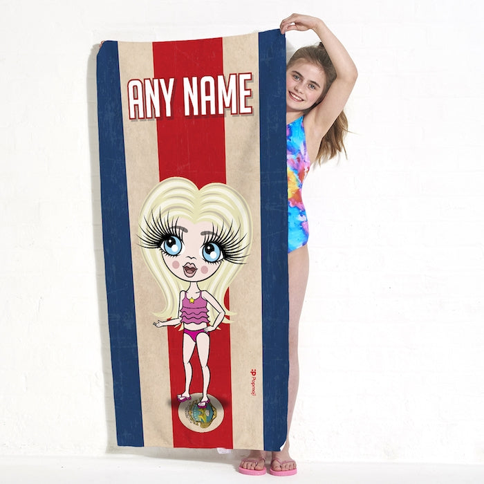 Girls Personalized Love Costa Rica Flag Beach Towel