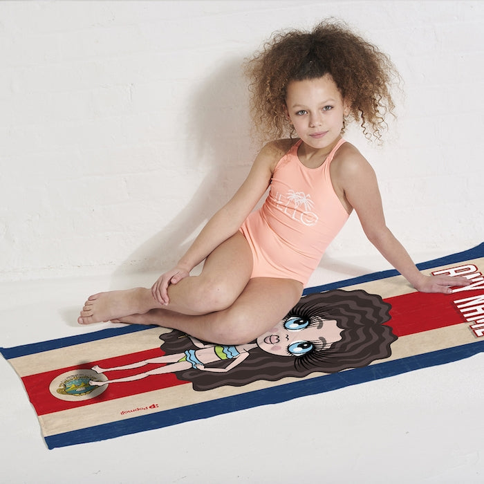 Girls Personalized Love Costa Rica Flag Beach Towel