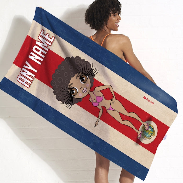 Womens Personalized Love Costa Rica Flag Beach Towel