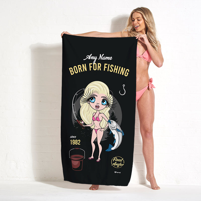 Womens Personalized Born Fishing Beach Towel