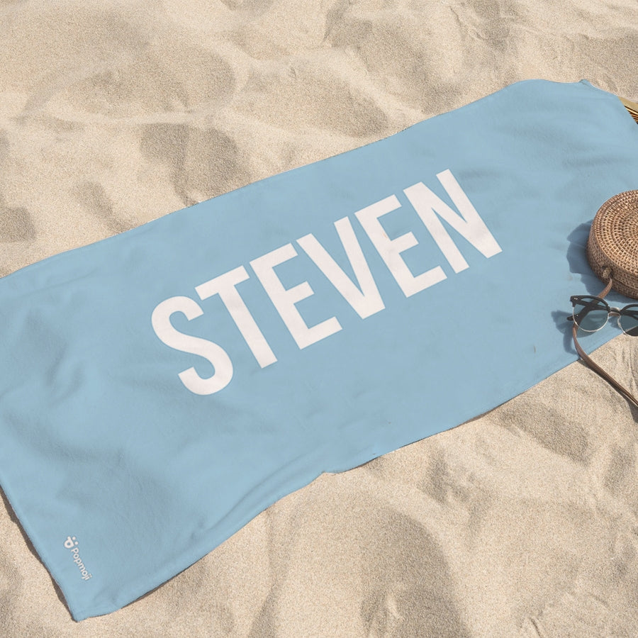 Personalized Name Condensed Blue Beach Towel - Image 5