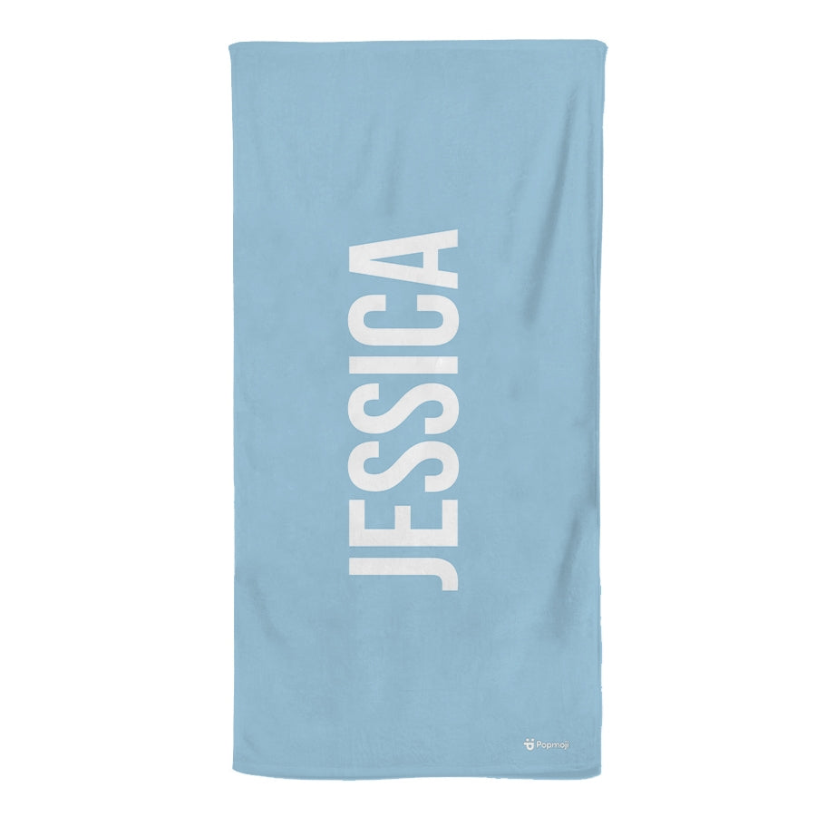 Personalized Name Condensed Blue Beach Towel - Image 2