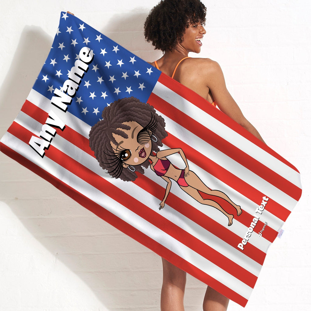Womens Personalized Stars & Stripes Beach Towel
