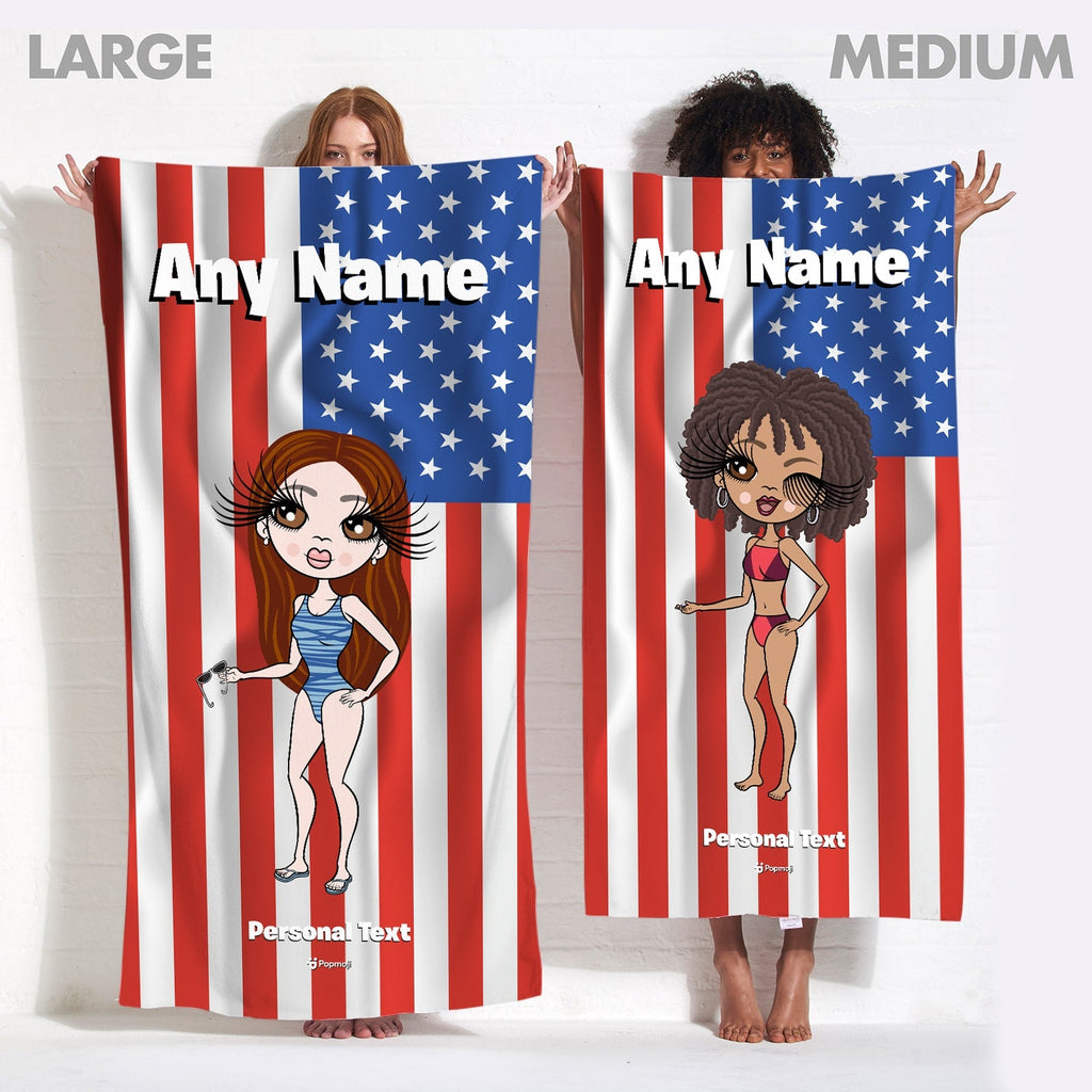 Womens Personalized Stars & Stripes Beach Towel