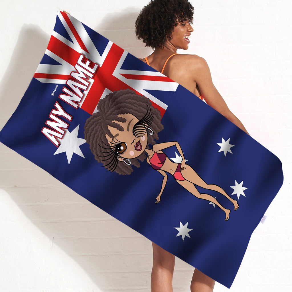 Womens Personalized Australia Flag Beach Towel