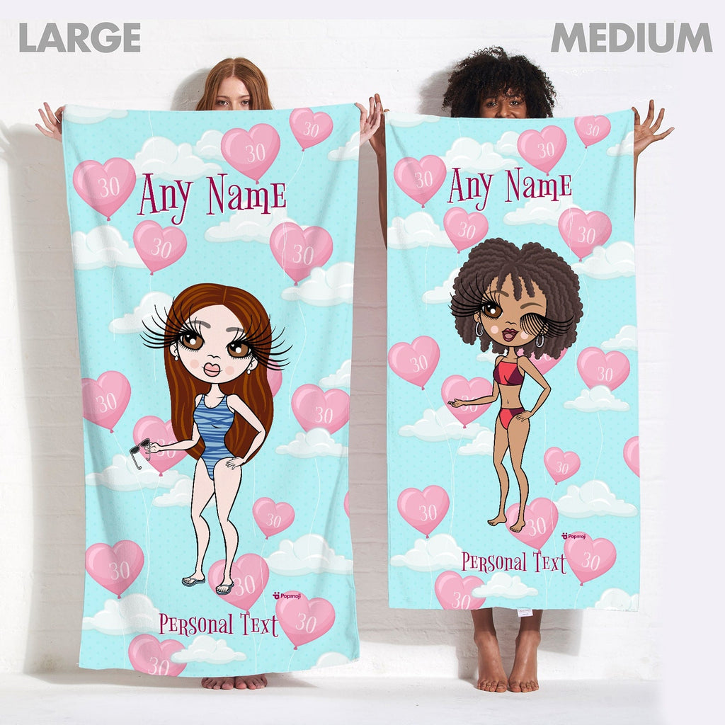 Womens Personalized Balloon Party Beach Towel
