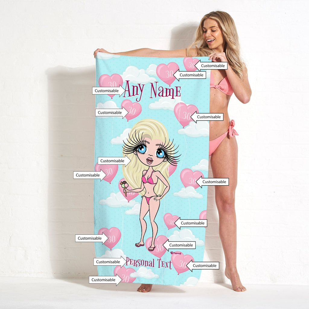Womens Personalized Balloon Party Beach Towel