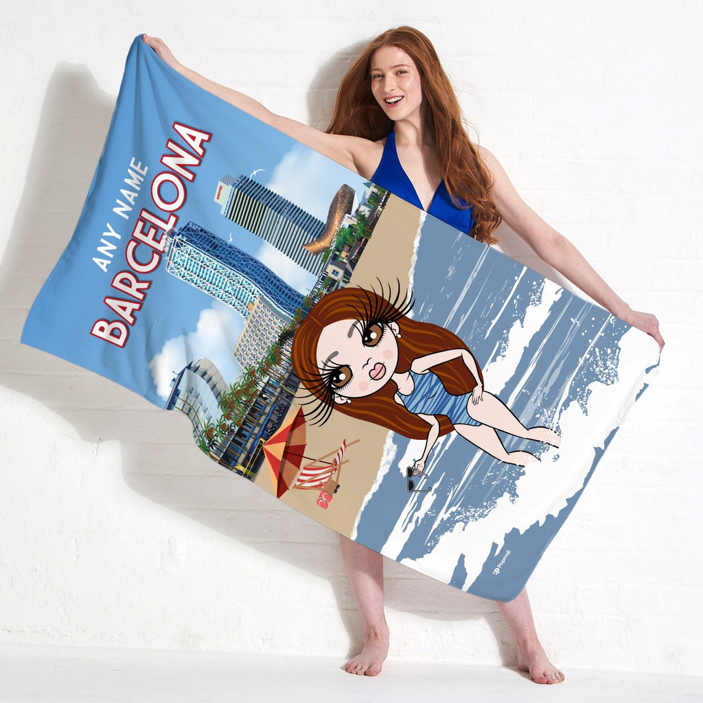 Womens Personalized Barcelona Beach Towel