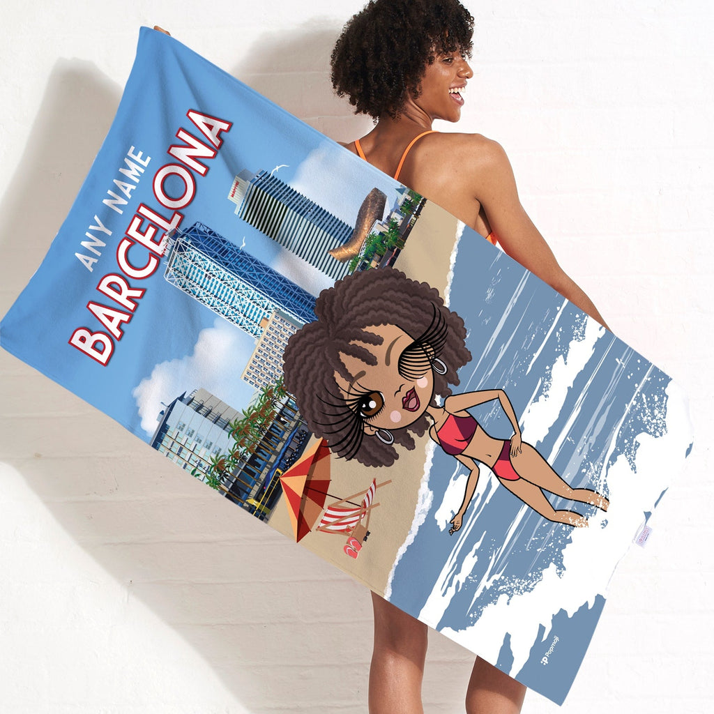 Womens Personalized Barcelona Beach Towel