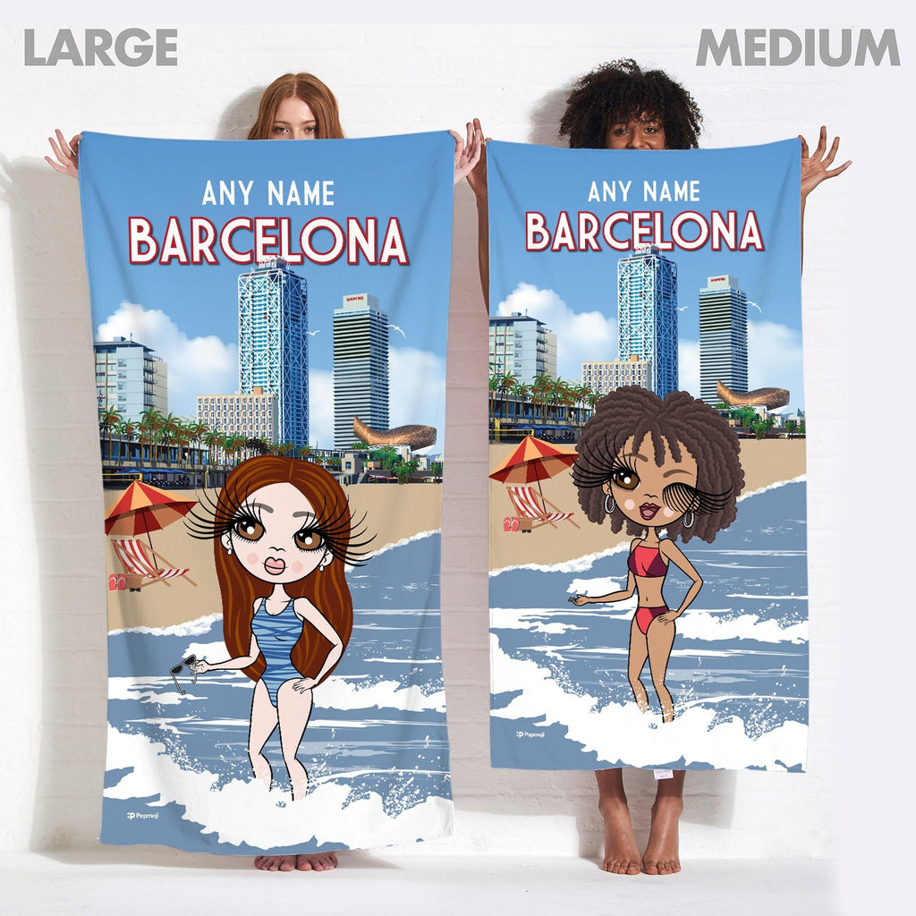 Womens Personalized Barcelona Beach Towel