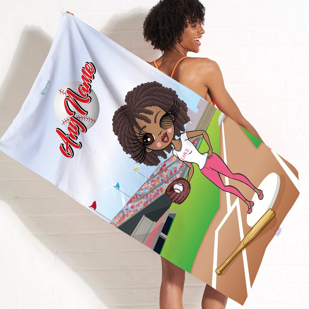 Womens Personalized Baseball Beach Towel