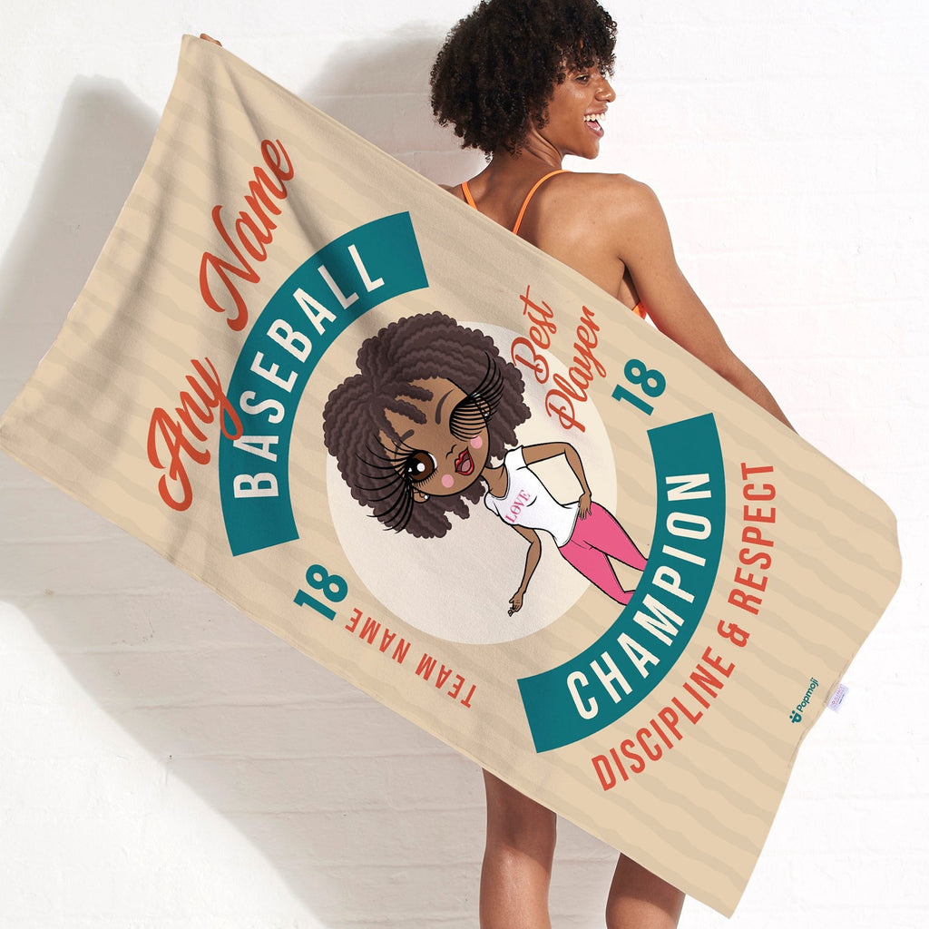 Womens Personalized Retro Baseball Beach Towel