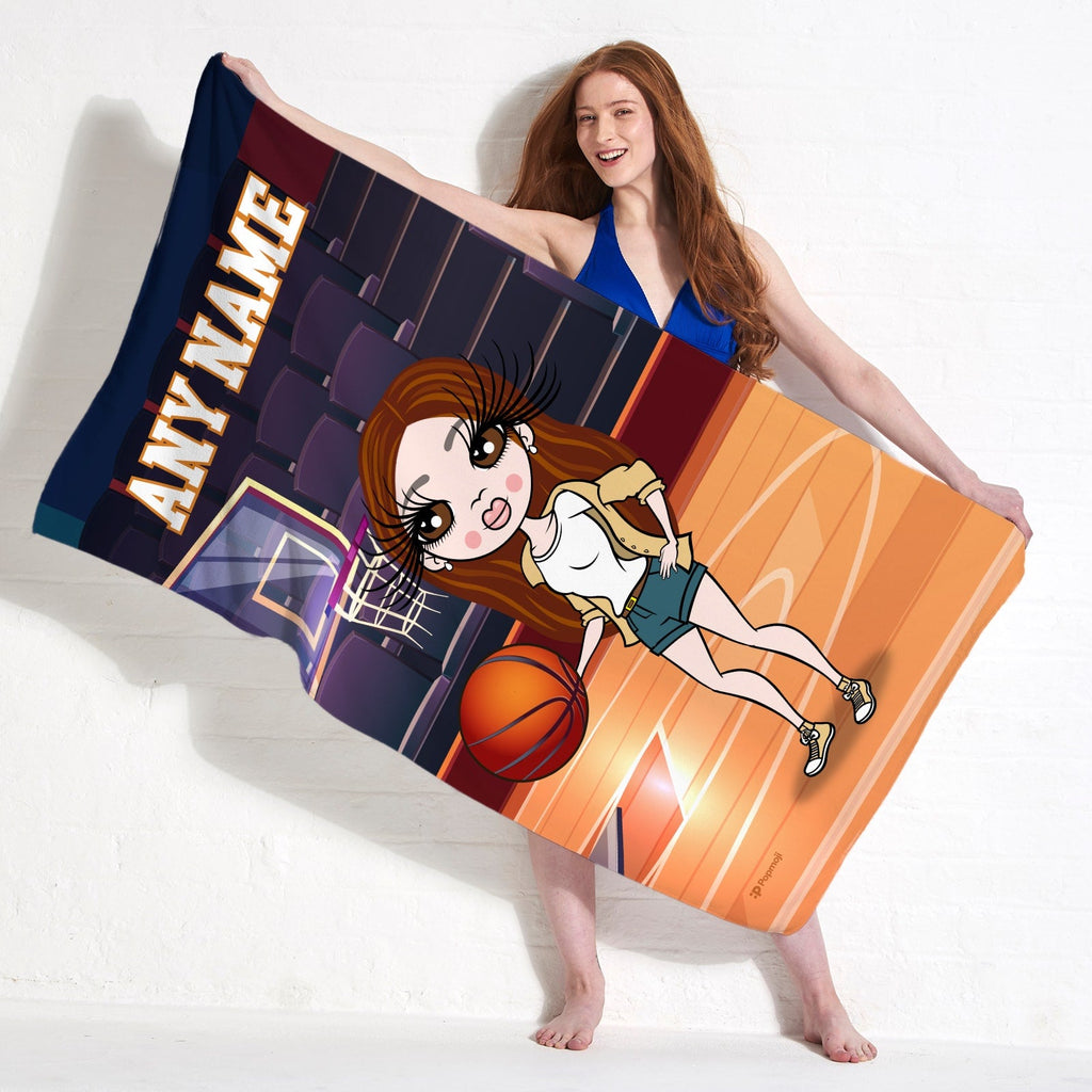 Womens Personalized Basketball Beach Towel