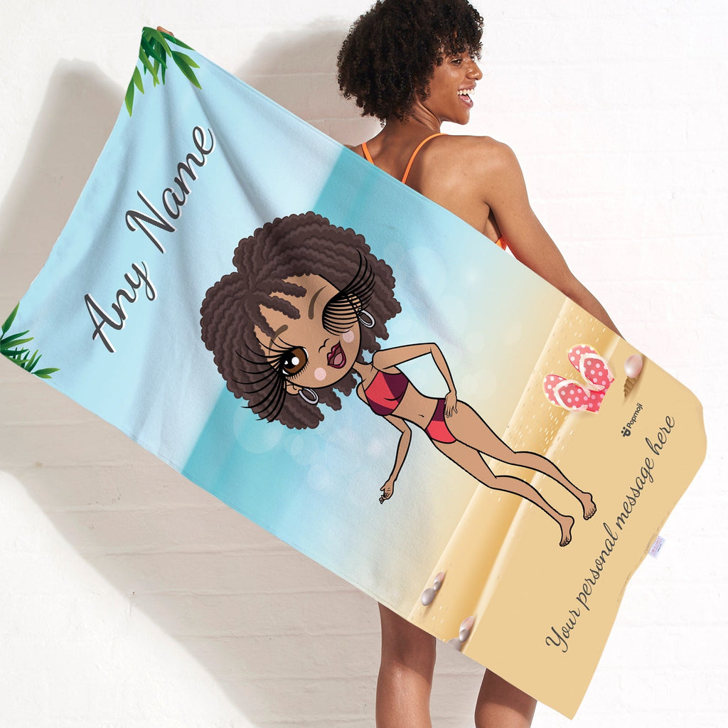 Womens Personalized Beach Print Beach Towel