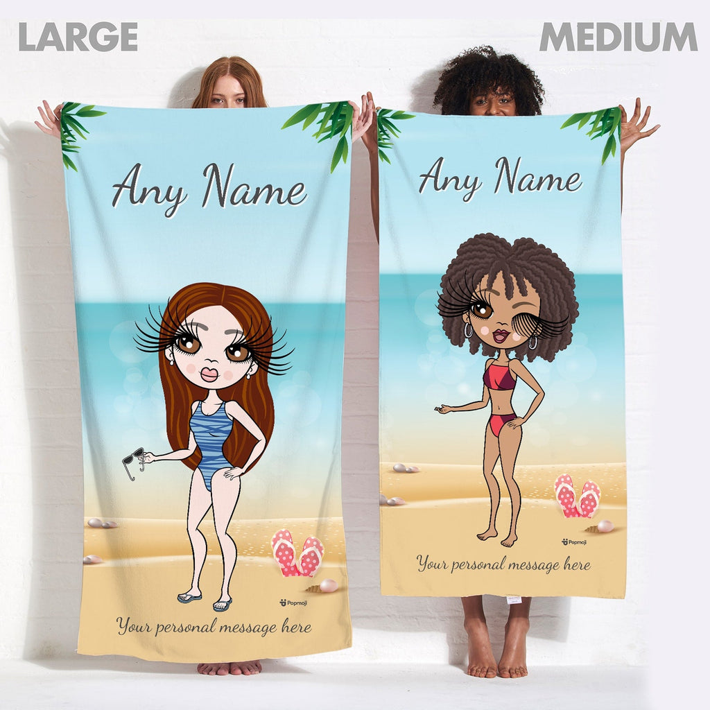 Womens Personalized Beach Print Beach Towel