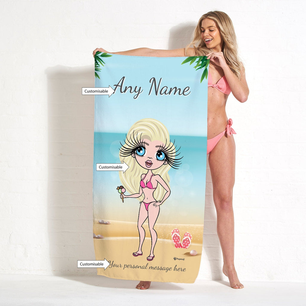 Womens Personalized Beach Print Beach Towel