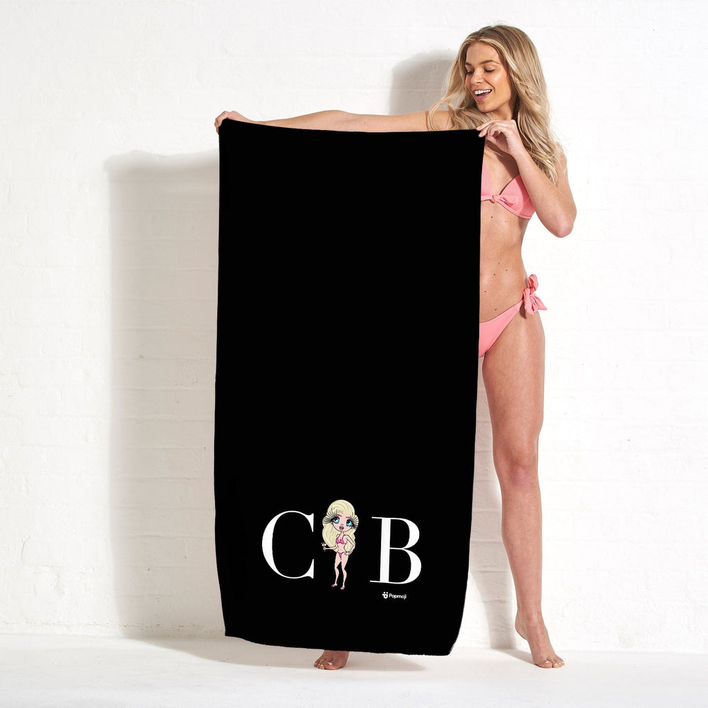 Womens Personalized The LUX Collection Black Beach Towel