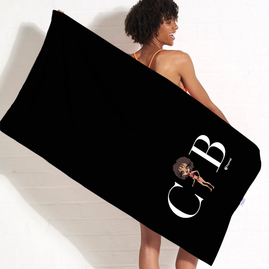Womens Personalized The LUX Collection Black Beach Towel
