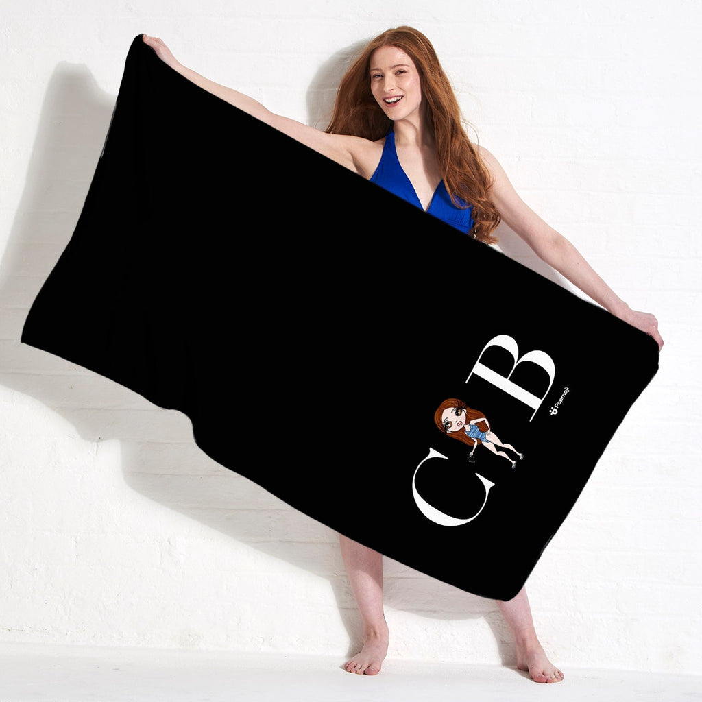 Womens Personalized The LUX Collection Black Beach Towel