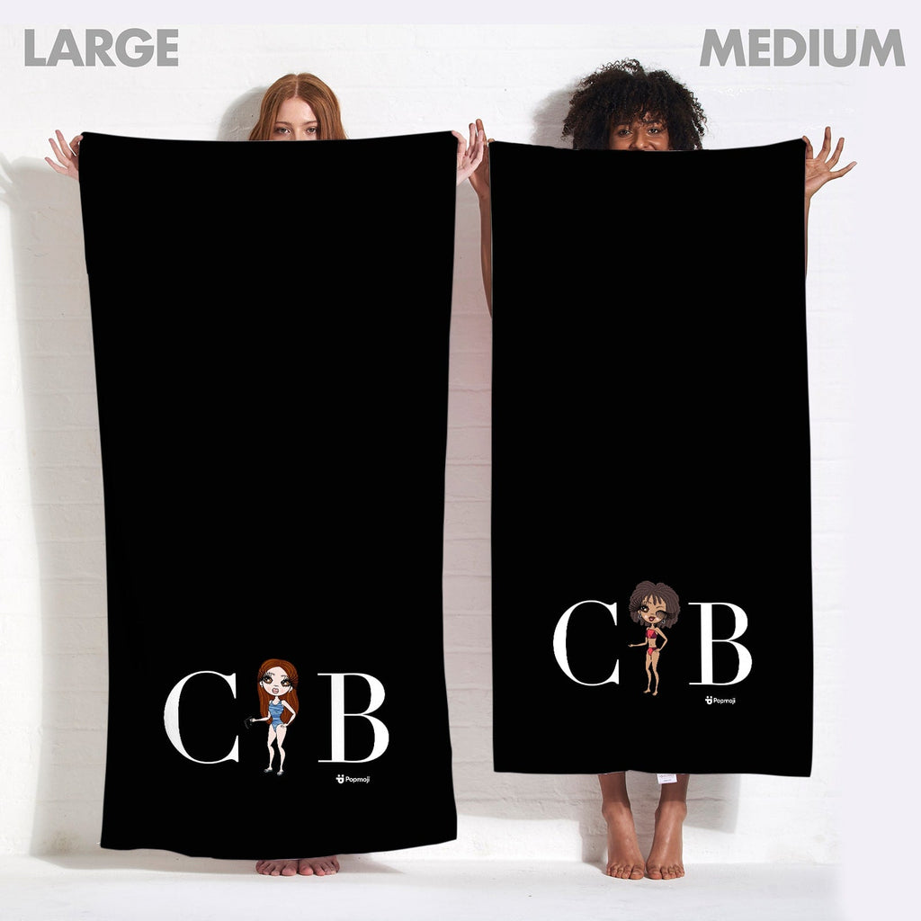 Womens Personalized The LUX Collection Black Beach Towel