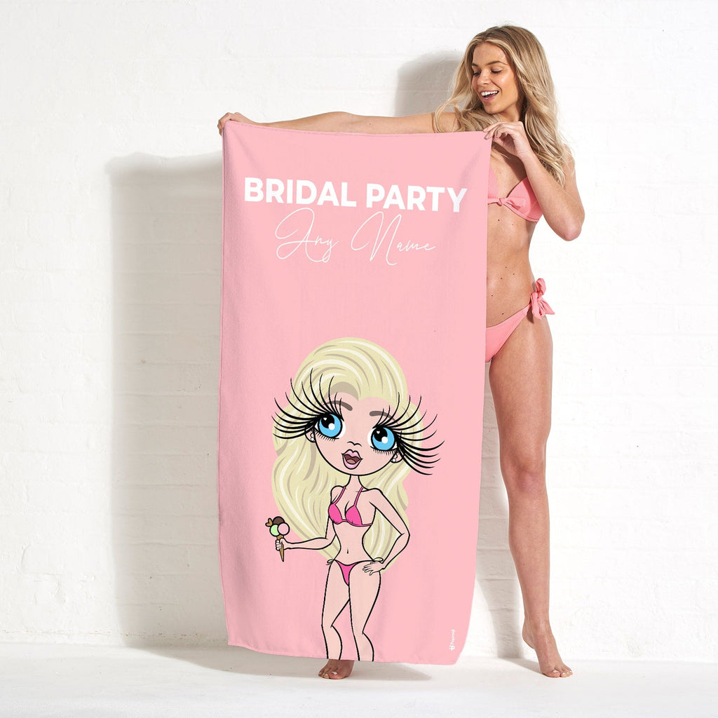 Womens Personalized Bold Bridal Party Blush Beach Towel