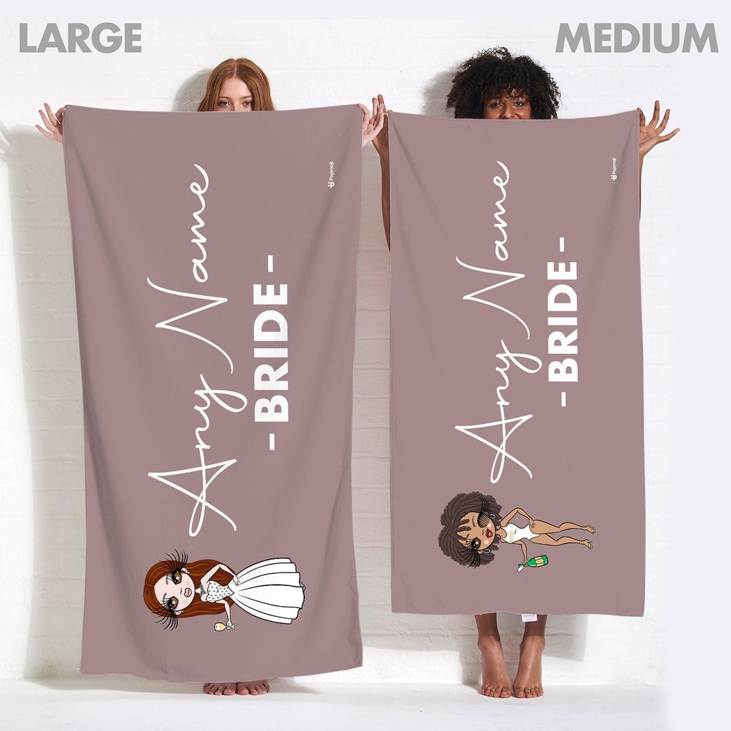 Womens Personalized Bold Bride Mocha Beach Towel