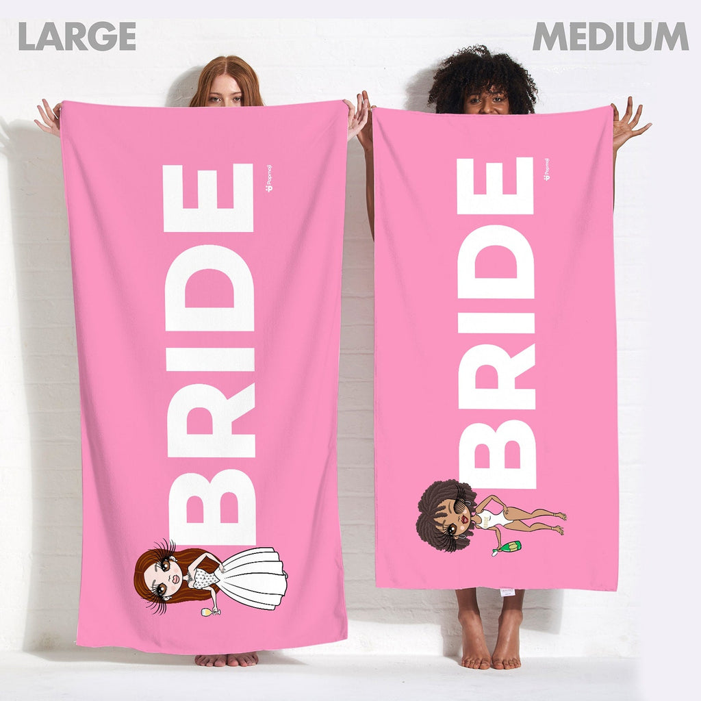 Womens Personalized Bold Bride Pink Beach Towel