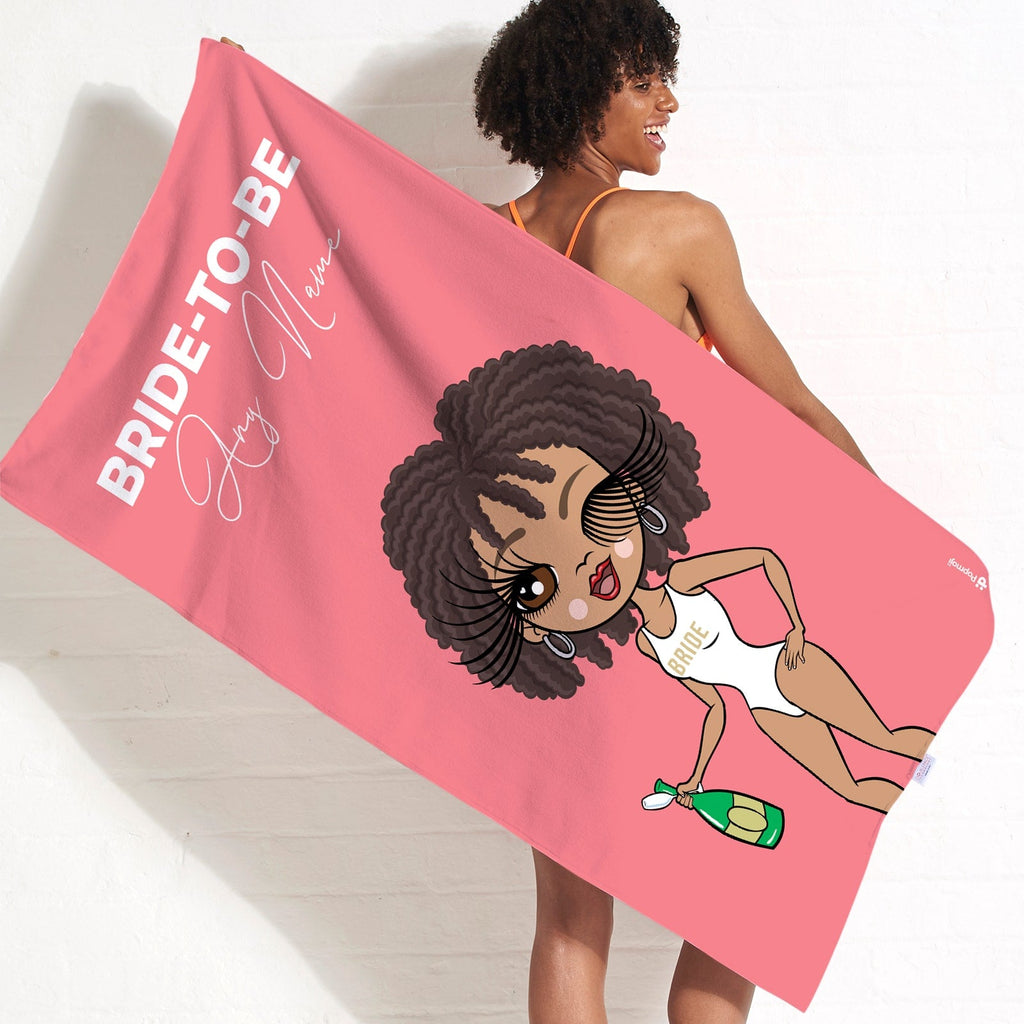 Womens Personalized Bold Bride To Be Coral Beach Towel