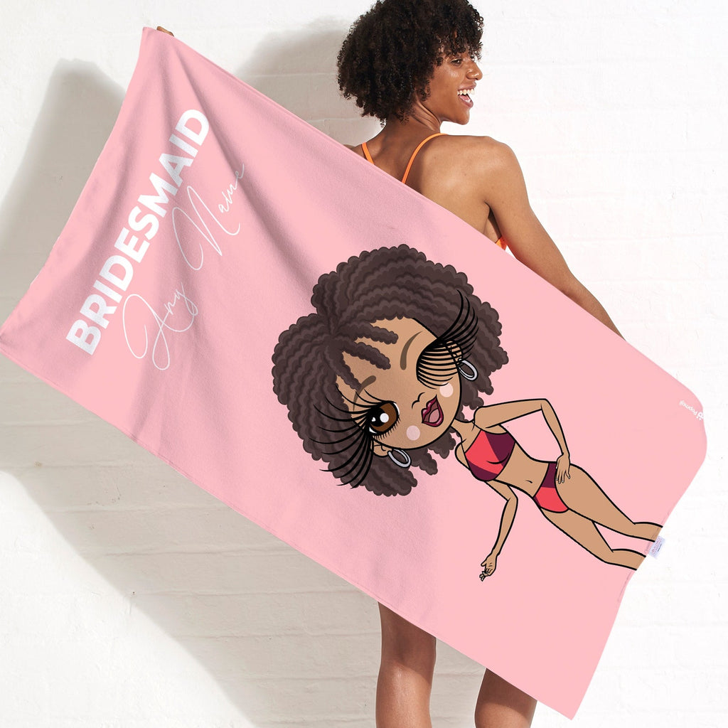 Womens Personalized Bold Bridesmaid Blush Beach Towel