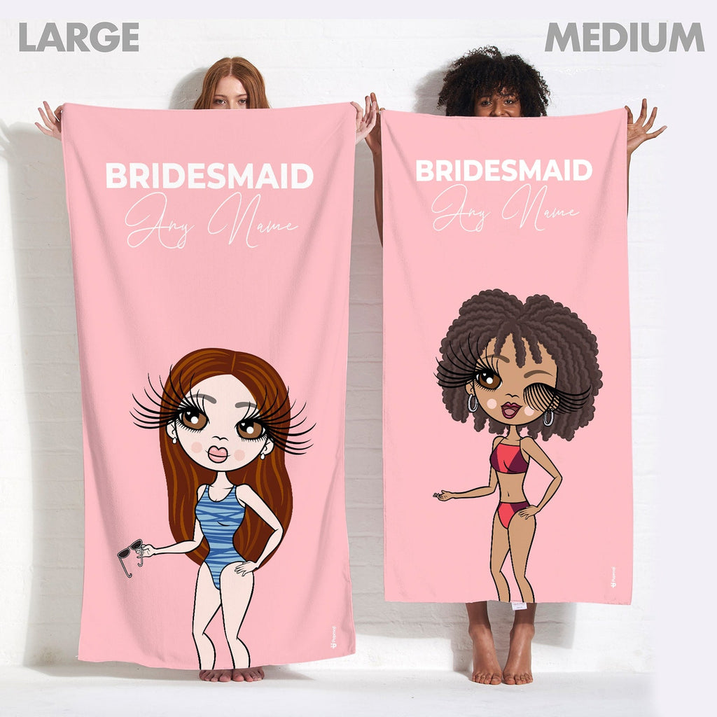 Womens Personalized Bold Bridesmaid Blush Beach Towel
