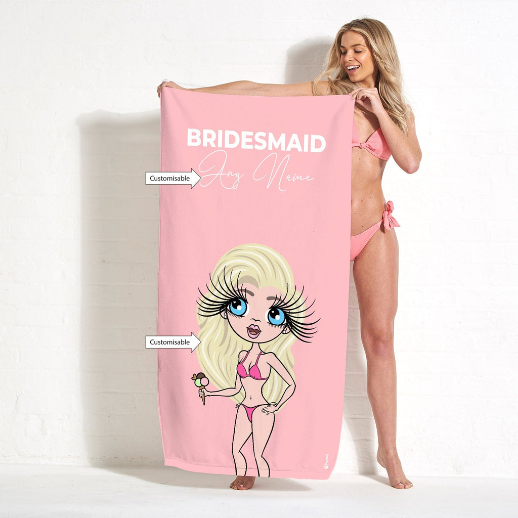 Womens Personalized Bold Bridesmaid Blush Beach Towel