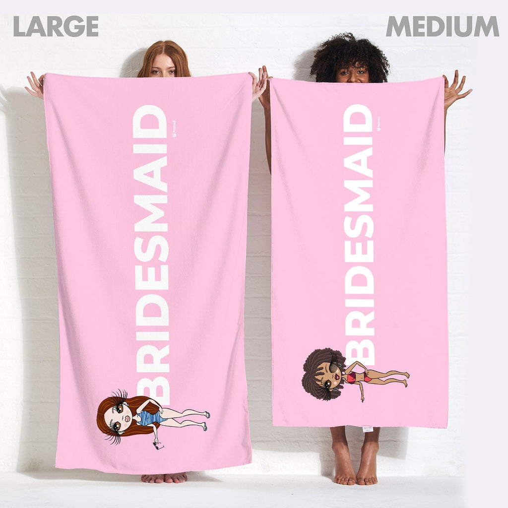 Womens Personalized Bold Bridesmaid Light Pink Beach Towel