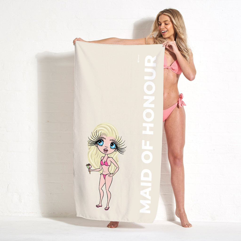 Womens Personalized Maid of Honour Beige Beach Towel