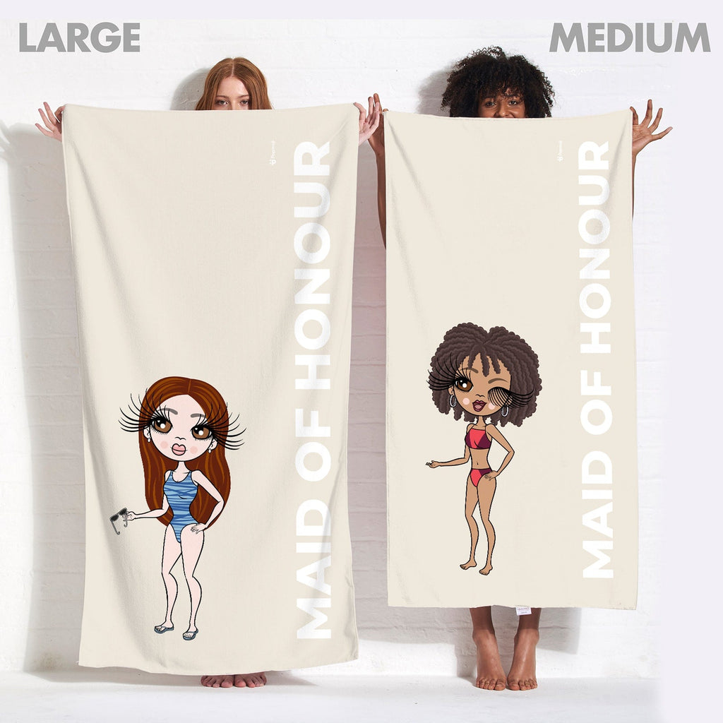 Womens Personalized Maid of Honour Beige Beach Towel